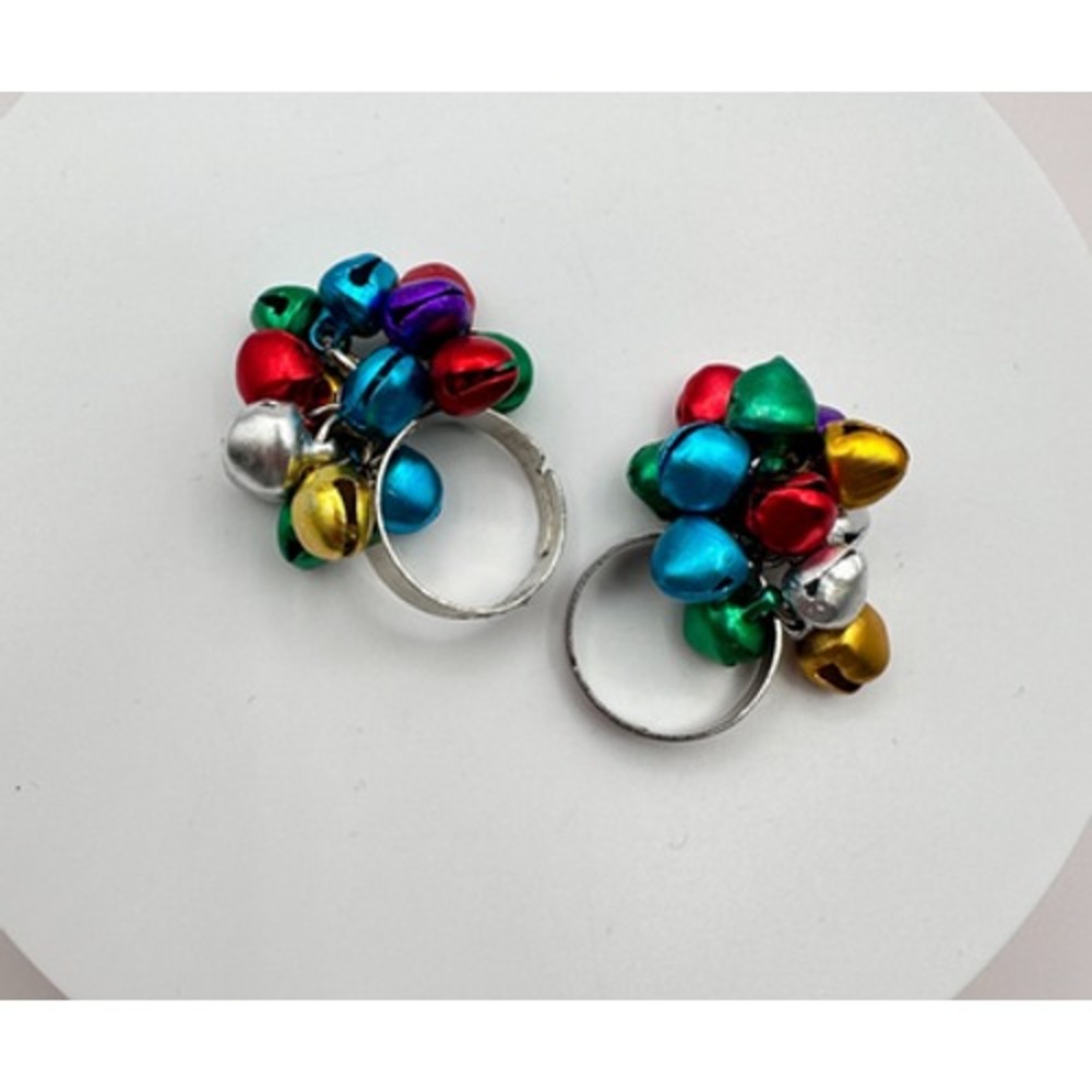 Vintage 90s Jingle Bell Rings Set Silver-tone Women's Classic Fashion Jewelry